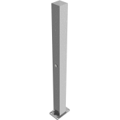 Barrier posts | Steel tube 70 x 70 mm | foldable, with 8 mm triangular lock | to be fixed by plugswith base plate 100 x 150 mm | hot-dip galvanized | without eyelet